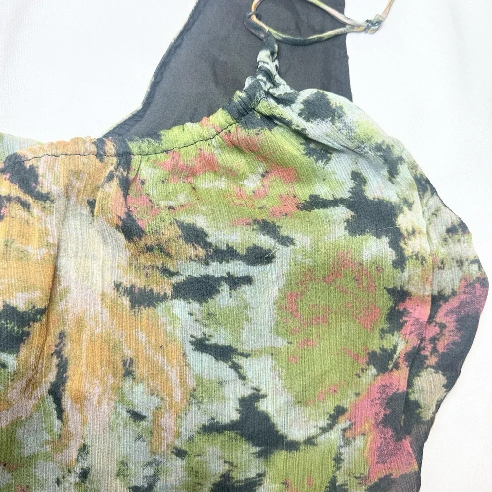 Free People Julianna Maxi Dress M Floral Chiffon Green Tiered Boho Fairy Whimsy - Picture 10 of 16